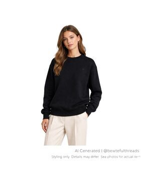 Black Quiet Luxury Minimalist Crewneck Sweatshirt S/M